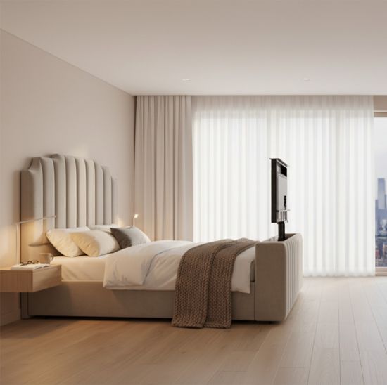 Picture of Modern Smart Bed with Integrated Motorized TV Lift System